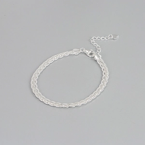 Elegant 925 sterling silver twisted rope chain bracelet with heart charm and lobster clasp