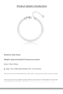 Detail view of 925 sterling silver braided twisted chain bracelet with lobster clasp and chain
