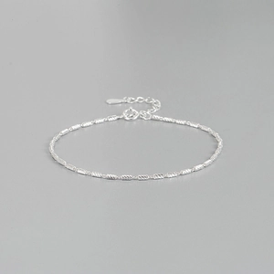 Minimalist 925 Sterling Silver Bracelet For Women Geometric Barrel Shape Spiral Carved Adjustable Chain Handcrafted Jewelry