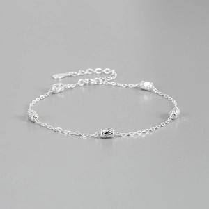 Bracelet Minimaliste en Argent Sterling 925 avec Perles pour Femmes Délicates Perles de Chance Cylindriques Coupe Laser Bijoux