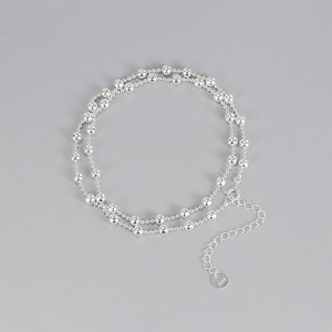 Detail of S925 sterling silver beads necklace with lobster clasp and extension chain
