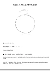 Detail of S925 sterling silver rope chain bracelet with spring ring clasp and extension