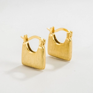 Original Design 925 Sterling Silver Handbag Stud Earrings Brushed Matte Small Hoop Earrings For Women Minimalist Jewelry