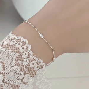 Bracelet élégant en argent sterling S925 avec perles minimalistes découpées au laser