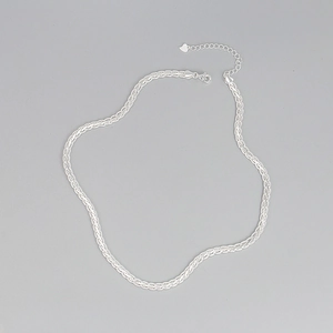 Woven silver twist chain necklace for women with lobster clasp and heart pendant