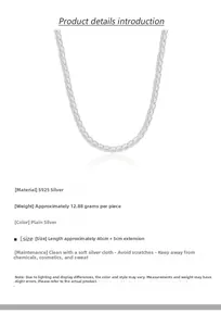 Macro detail of S925 sterling silver twisted rope chain necklace with 40cm plus 5cm length