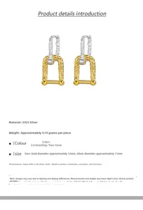 Vue détaillée des boucles d'oreilles fer à cheval en argent S925 bicolore de 5,19g