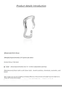 Specificaties van de verstelbare S925 sterling zilveren ring met golvende spiegelafwerking