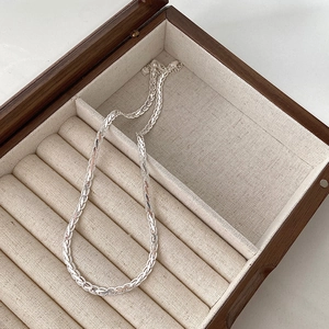 S925 Sterling Silver Braided Wheat Chain Necklace For Women Minimalist Retro Twisted Rope Clavicle Chain Jewelry Gift
