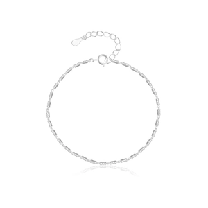 Minimalist S925 sterling silver cylinder bead bracelet with spiral texture for women