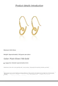 Detailed specifications of twisted spiral S925 sterling silver hoop earrings for women