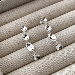 925 Sterling Silver Liquid Metal Tassel Earrings Irregular Pea Shaped Geometric Drop Earrings For Women Minimalist Jewelry Gift
