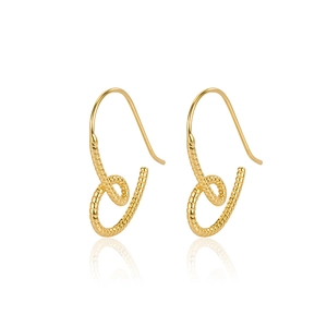 Elegant 925 sterling silver heart-shaped rope drop earrings with a polished gold finish