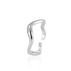 Moderne 925 sterling zilveren minimalistische open ring met golfpatroon voor dames