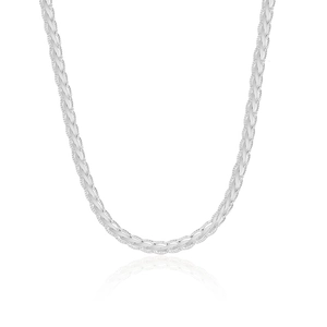 Polished S925 sterling silver woven twisted rope chain necklace for women in minimalist style