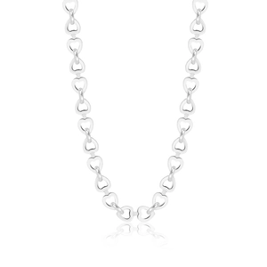 Elegant S925 sterling silver necklace featuring interlocking hollow heart-shaped links