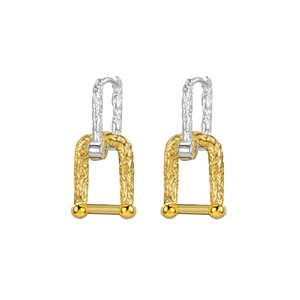 Boucles d'oreilles fer à cheval en argent 925 avec couleurs contrastées et texture martelée