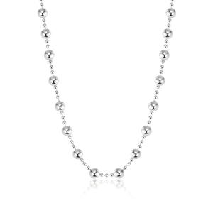 Polished S925 sterling silver ball necklace with gradient beads on a white background