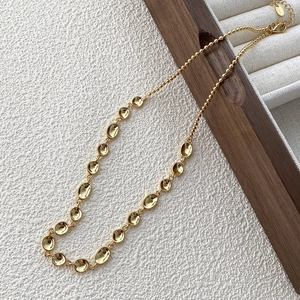 Moderna Collana con Ciondolo a Pisello Irregolare in Argento Sterling 925 Stile Freddo Minimalista Placcata Oro 18K Catena da Donna