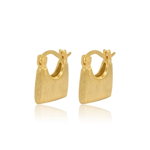 Minimalist S925 sterling silver gold handbag earrings with a brushed matte finish