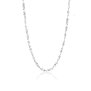 Minimalist 925 sterling silver chain necklace with textured cylindrical barrel links
