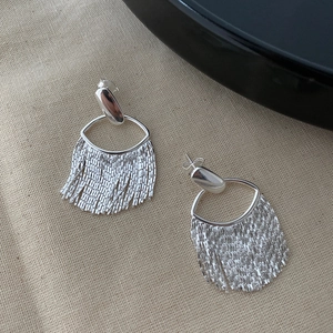 925 Sterling Silver Long Tassel Drop Earrings For Women Minimalist Geometric Hanging Fringe Fashion Jewelry Elegant Ear Accessory