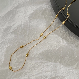 Élégant Collier Perles en Argent Sterling 925 Français Chaîne Minimaliste Grain de Riz Plaquée Or 18k Bijoux pour Femme