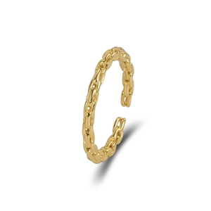 Bague chaîne réglable en argent S925 avec design de maille gourmette plaqué or