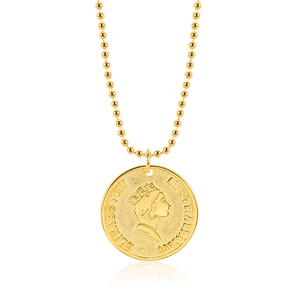 Vintage 925 sterling silver gold coin necklace featuring Queen Elizabeth II portrait