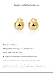Macro detail of high-polish S925 silver ball earrings with size and weight specs