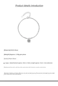 Détail du bracelet en argent S925 avec pendentif carré de type halo et pierres serties
