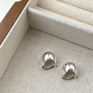 925 Sterling Silver Glossy Round Ball Ear Cuff Hoop Earrings For Women Korean Minimalist Geometric Smooth Texture Jewelry Accessory