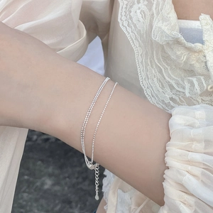 Minimalistisches dreilagiges 925er Sterlingsilber Perlenarmband mit verstellbarer Kette
