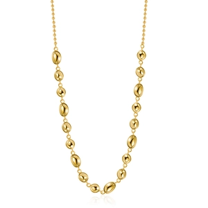 Collana in argento 925 dorato con perle irregolari su una delicata catena a sfere