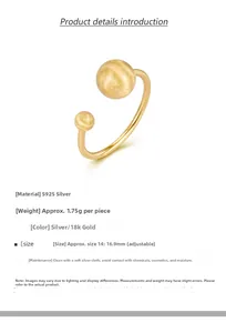 Detail of S925 sterling silver ring with 18K gold plating and brushed ball finish