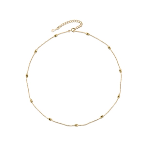 Collier ras du cou élégant en argent 925 avec perles dorées au fini poli brillant