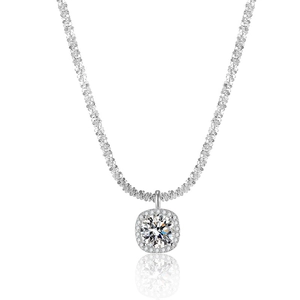 S925 sterling silver handbag pendant necklace with micro-paved halo zircon gemstone