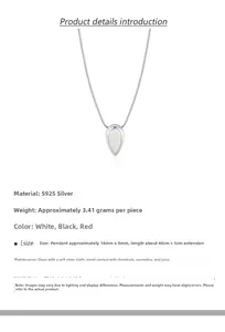 Détail du collier goutte d'eau en argent sterling S925 avec pendentif en nacre de 14x8mm