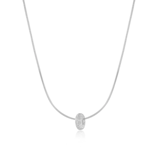 Collier en argent sterling S925 avec pendentif donut givré et chaîne fine en serpent poli