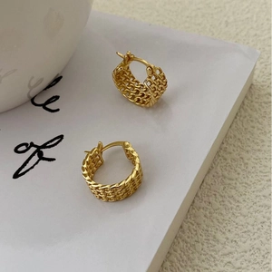Elegante 925 Silber Creolen mit Netzstruktur und hochwertiger Goldbeschichtung für Damen
