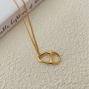 Minimalist 925 Sterling Silver Pig Nose Pendant Necklace For Women Electroplated Geometric Chain Fashion Jewelry Gift