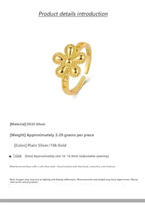 Detailed macro view of S925 sterling silver sunflower ring with 18K gold plated finish