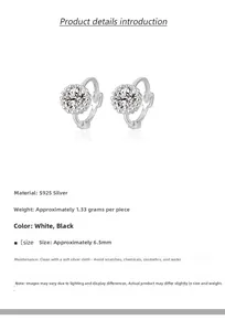 Detailed view of S925 sterling silver hoop earrings with clear cubic zirconia pavé setting