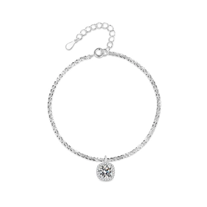 Bracelet en argent sterling S925 avec pendentif carré halo et pierres de zircon