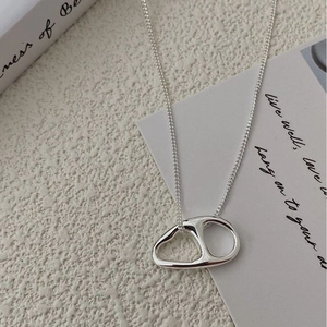Minimalist S925 sterling silver necklace featuring a polished geometric pig nose pendant