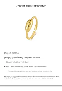 Macro detail of S925 sterling silver twist band ring with oval engraved 18k gold plate