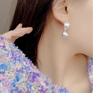 Minimalist S925 sterling silver ball earrings with a brushed matte metal finish for women