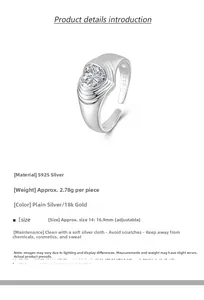 Macro shot of S925 sterling silver stamp on heart zircon open ring detail