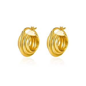 Orecchini a cerchio in argento sterling S925 dorato con design a spirale a coste