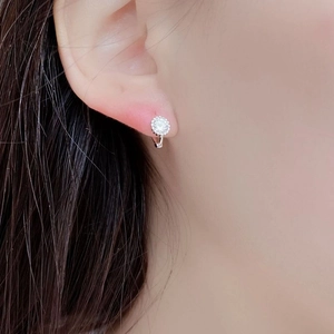 Elegant 925 sterling silver round stud earrings with sparkling halo micro-pave cubic zirconia